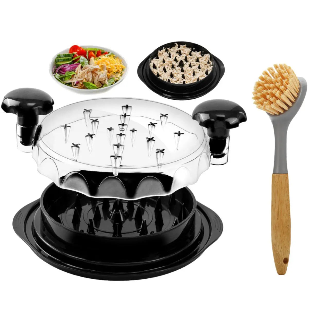 Déchiqueteur de Viande Manuel – Effilocheur de Poulet à Couvercle Transparent kitchen7star21