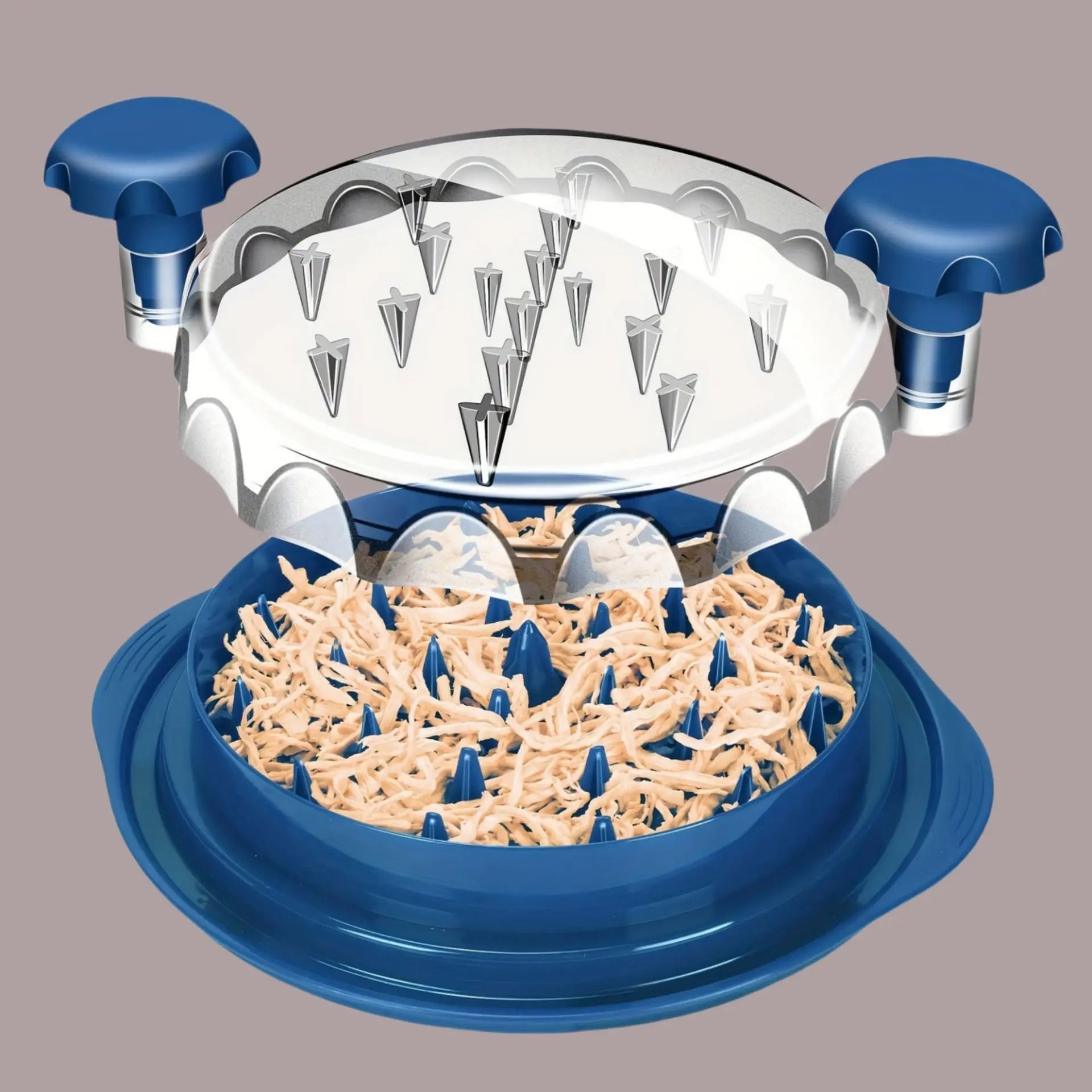 Déchiqueteur de Viande Manuel – Effilocheur de Poulet à Couvercle Transparent kitchen7star21