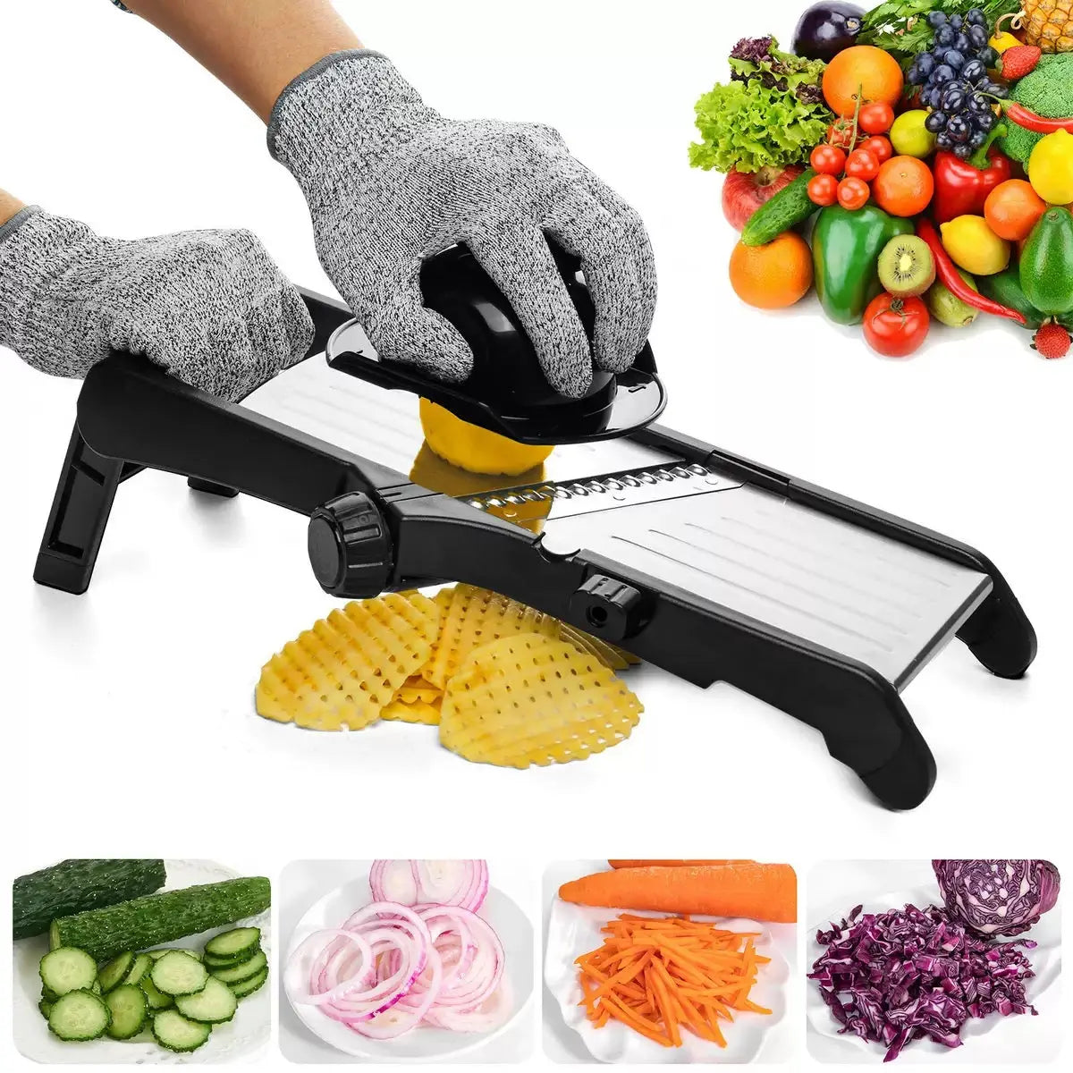 Mandoline de Cuisine Réglable – Coupe-Légumes Multifonction en Acier Inoxydable kitchen7star21
